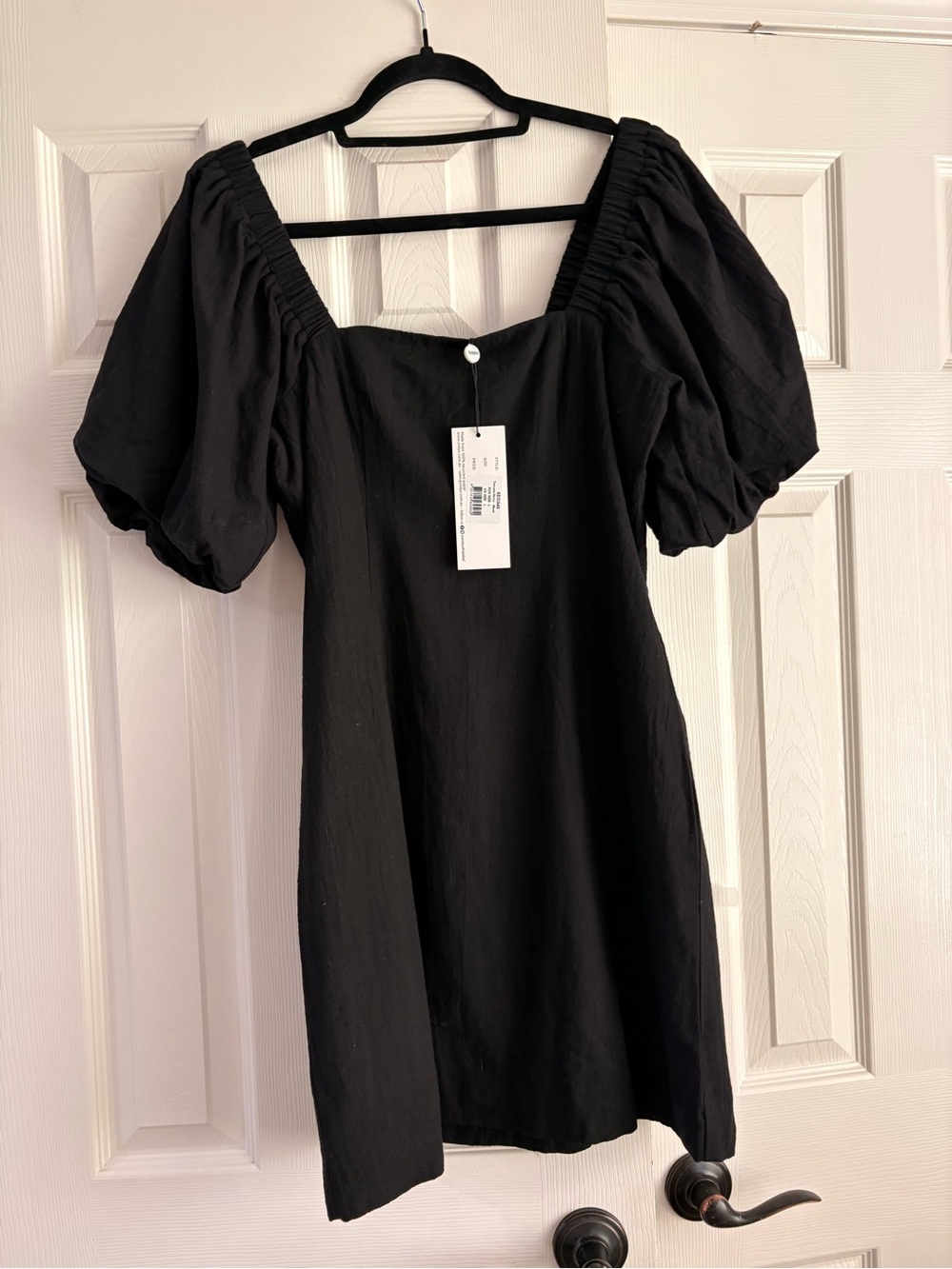 Sundays the label SNDYS Black Puff Sleeve Square Neck Mini Dress - Women